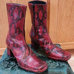 Red Italian snakeskin boots